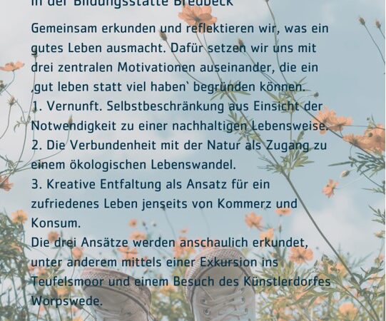 Bildungsurlaub „Gut leben statt viel haben“