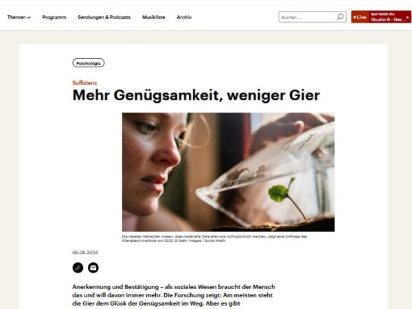 Suffizienz – Audiobeiträge DLF